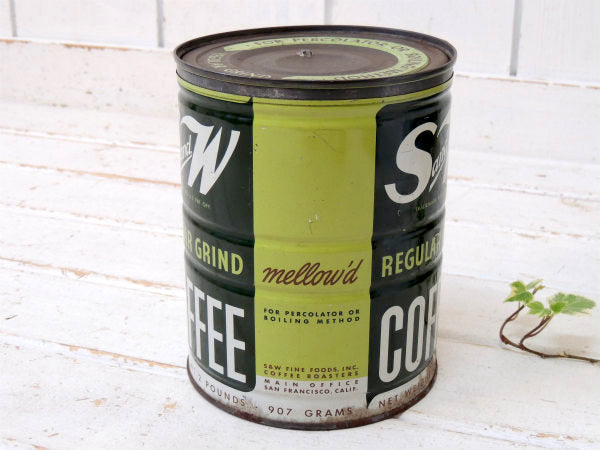 【S&W COFFEE】ブリキ製・ヴィンテージ・コーヒー缶・USA・保存容器・店舗ディスプレイ