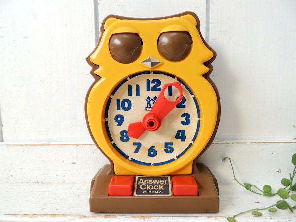 【Answer Clock】TOMY・フクロウ型・時計・70'sヴィンテージ・TOY・学習オモチャ