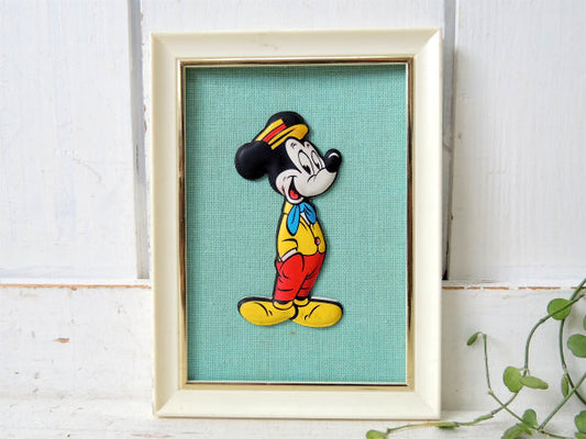 【ミッキーマウス】ウォルトディズニー・フレーム入り・60'sヴィンテージ・壁飾り・ウォールデコ