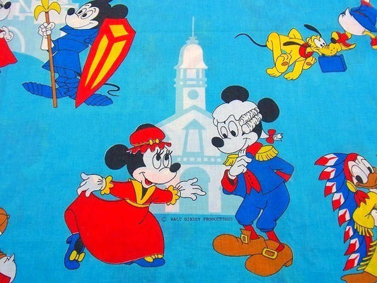 【ミッキー&フレンズ】ディズニー・ヴィンテージ・ユーズドシーツ(フラットシーツ) USA