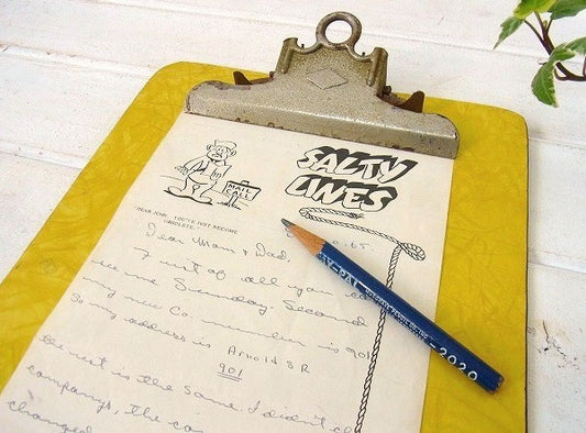 イエロー・ヴィンテージ・クリップボード/バインダー USA