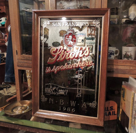 【ストローズ・Stroh's】パブミラー・ビールサイン・アドバタイジング・看板・ヴィンテージUS