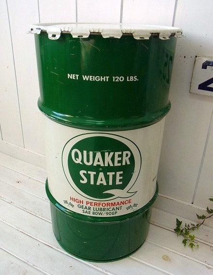 QUAKER STATE OIL クエーカーステート・特大・ビンテージ・オイル缶・USA・ガレージ