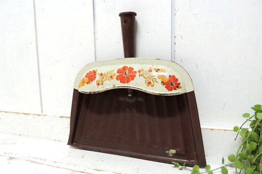 【J.V.REED】花柄・フォークアート・ティン製・アンティーク・ダストパン/ちりとり USA