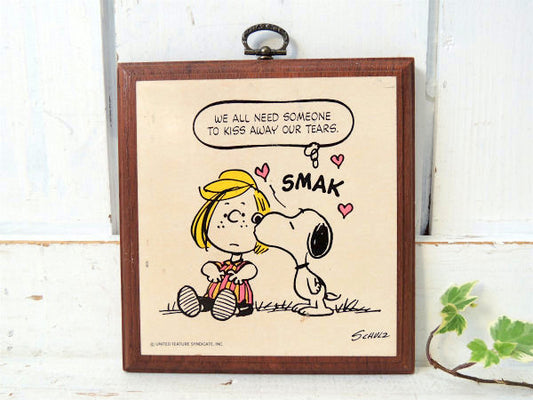 【SNOOPY】スヌーピー&ペパーミントパティ・木製・ヴィンテージ・壁飾り・インテリア・ウォールデコ