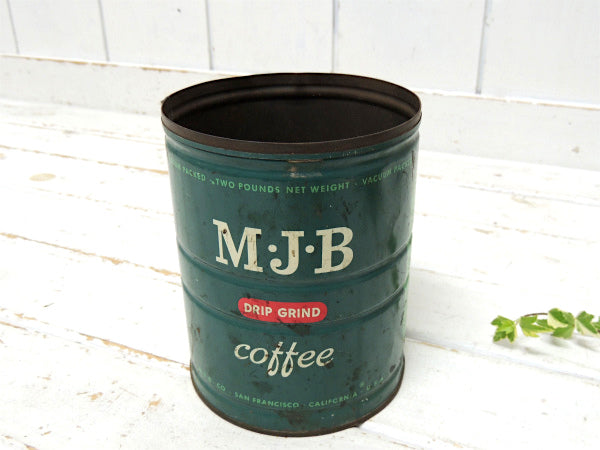 【MJB】USA・グリーントーン・ティン製・ヴィンテージ・コーヒー缶・ブリキ缶