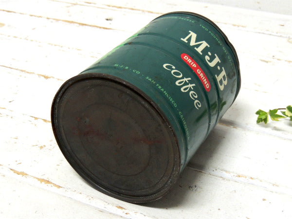 【MJB】USA・グリーントーン・ティン製・ヴィンテージ・コーヒー缶・ブリキ缶