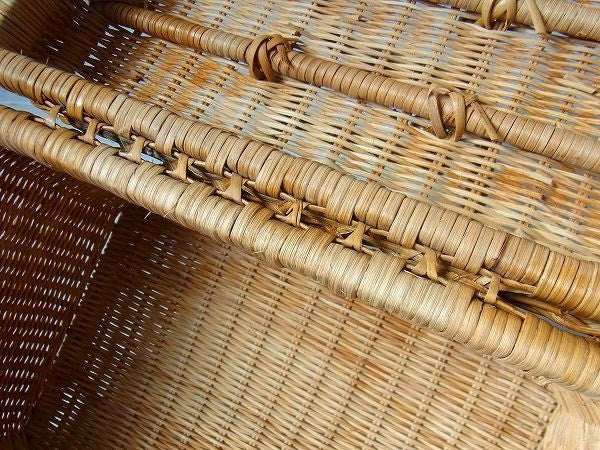 古い籐のアンティーク・ピクニック・バスケット/かごバッグ USA