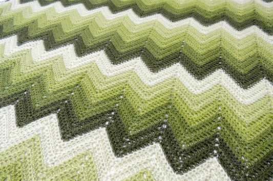 グリーン・グラデーション・手編みニット・ヴィンテージ・ブランケット・ひざ掛け USA