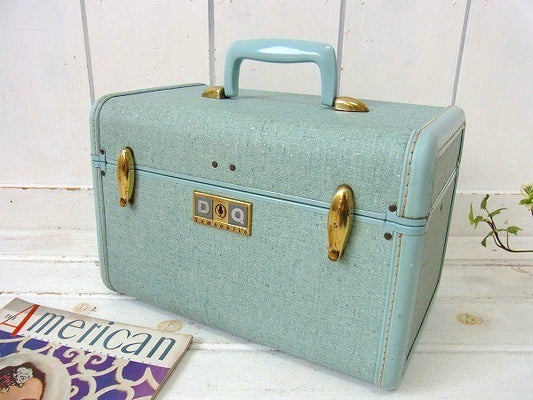 【Samsonite】サムソナイト・ターコイズブルー色・ヴィンテージ・メイクボックス/コスメボックス