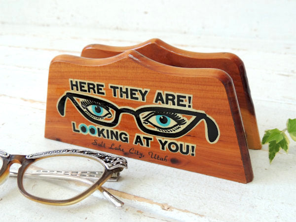 ミッドセンチュリー・メガネ柄・木製・ヴィンテージ・メガネホルダー・眼鏡置き・サングラスホルダー・US