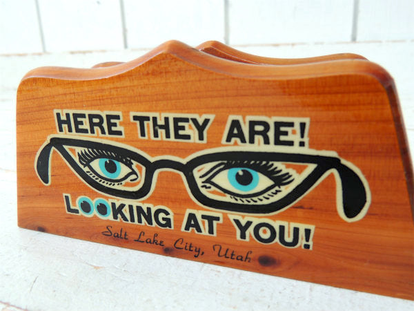 ミッドセンチュリー・メガネ柄・木製・ヴィンテージ・メガネホルダー・眼鏡置き・サングラスホルダー・US