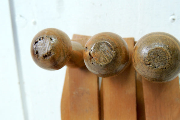 【可愛いウッドデザイン】古い木製のジャバラ式・アンティーク・ハットラック/コートフック USA