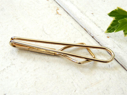 【2本ライン】ゴールド×ダブルライン・ヴィンテージ・タイピン・ファッション・アクセサリー・刻印