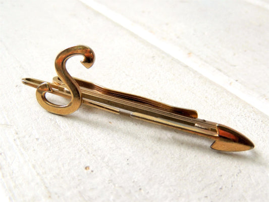 【HICKOK社製/Sイニシャル&矢印モチーフ】スライド式・アンティーク&ヴィンテージタイピン