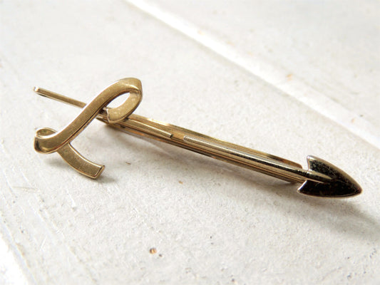 【HICKOK/USA/L/イニシャル&矢印モチーフ】スライド式・アンティーク&ヴィンテージタイピン