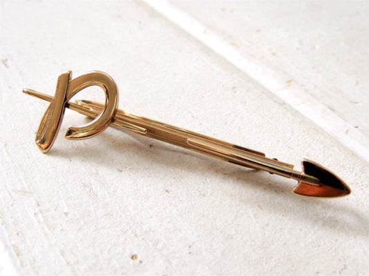 【HICKOK/P/矢印&イニシャルモチーフ】スライド式・アンティーク&ヴィンテージタイピン