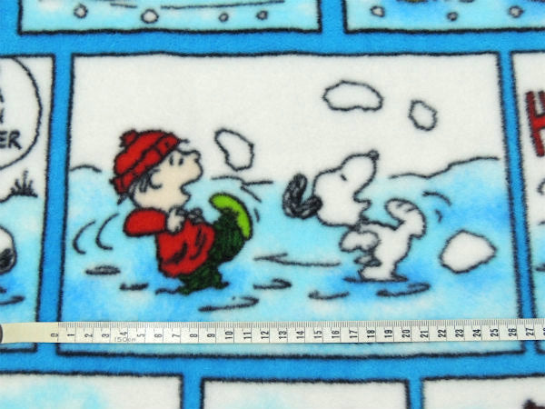 【スヌーピー&ピーナッツの仲間たち】雪遊びコミック柄・マイクロフリース生地/ファブリック/リメイク