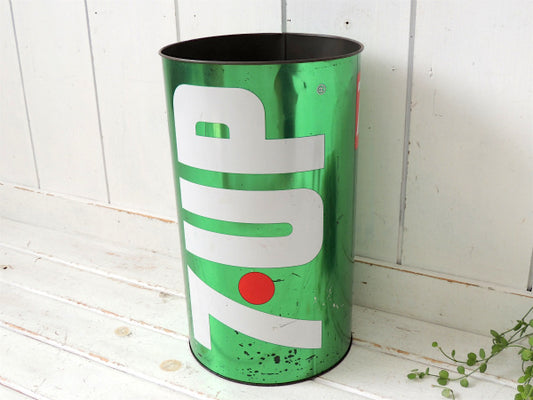 【7up】セブンアップ・ドリンク・緑色・ヴィンテージ・ゴミ箱/トラッシュカン/ダストボックス USA