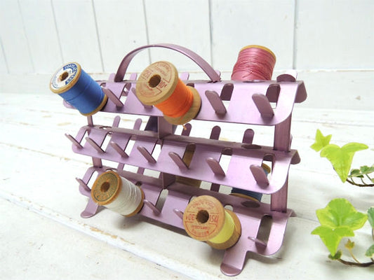 【ZIEROLD】ラベンダー色のアルミ製・3段式・ヴィンテージ・スプールホルダー/ボビンホルダー