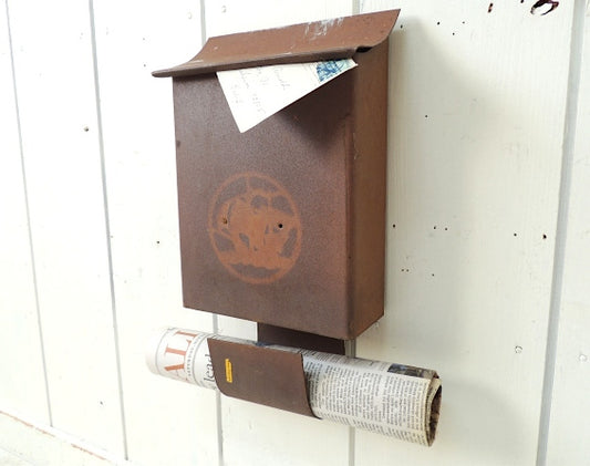 【Babco LOS ANGLES】ブラウン色・新聞受け付き・アンティーク・メールボックス/郵便受け