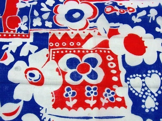 レトロポップな花柄・デッドストック・ヴィンテージ・ファブリック/生地 USA