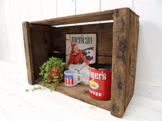 【Libby/筆記体/英字】USA・コンビーフのヴィンテージ・ウッドボックス/木箱