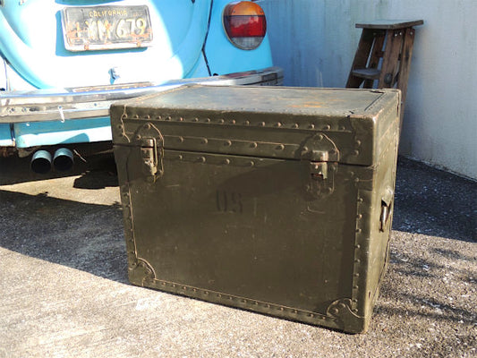 1966【ARMY】ミリタリー・カーキ・ヴィンテージ・軍用木箱・トランク・木箱・ウッドボックス US