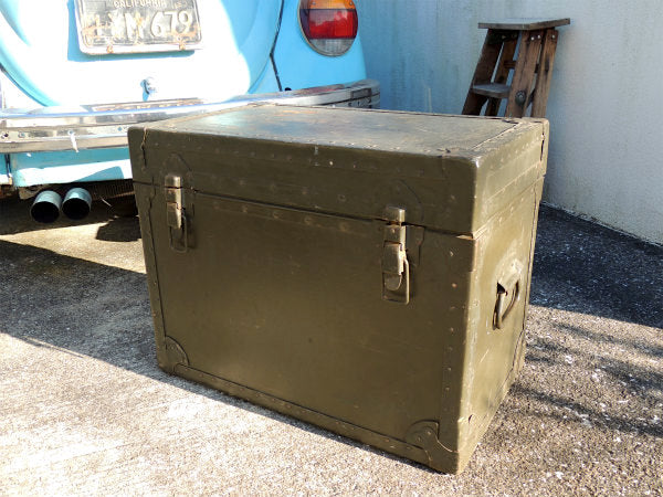 1966【ARMY】ミリタリー・カーキ・ヴィンテージ・軍用木箱・トランク・木箱・ウッドボックス US