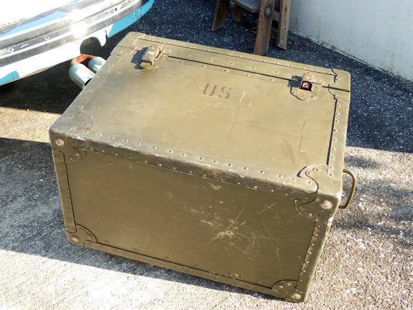 1966【ARMY】ミリタリー・カーキ・ヴィンテージ・軍用木箱・トランク・木箱・ウッドボックス US
