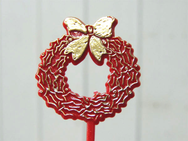 クリスマスリース型 ヴィンテージ ケーキトッパー カップケーキピック 10本 デコレーション