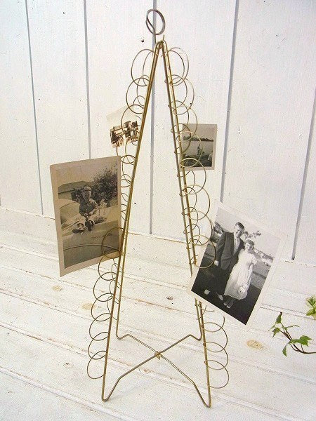 クリスマスツリー型のヴィンテージ・ワイヤー・カードホルダー/フォトスタンド USA