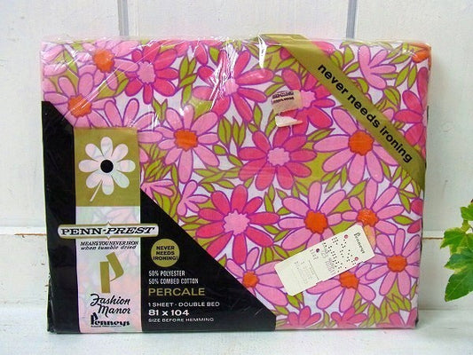 【Penneys】ペニーズ・デッドストック・ヴィンテージ・花柄・フラットシーツ・ベッドカバー