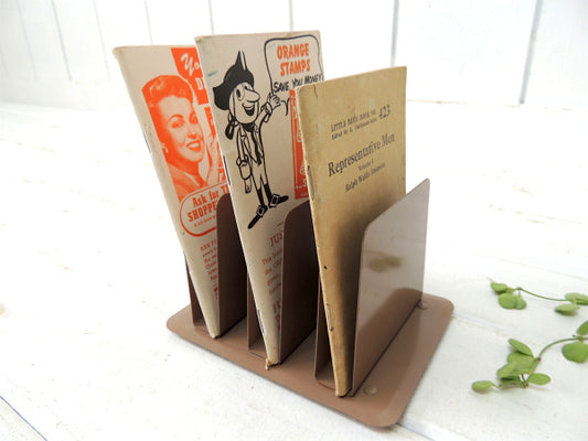 ちいさな・工業系・スチール製・ヴィンテージ・ブックスタンド/本立て/書類スタンド