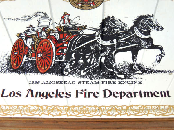 ロサンゼルス・消防署・LA 1886・消防車・パブミラー・アドバタイジング・看板・ヴィンテージ