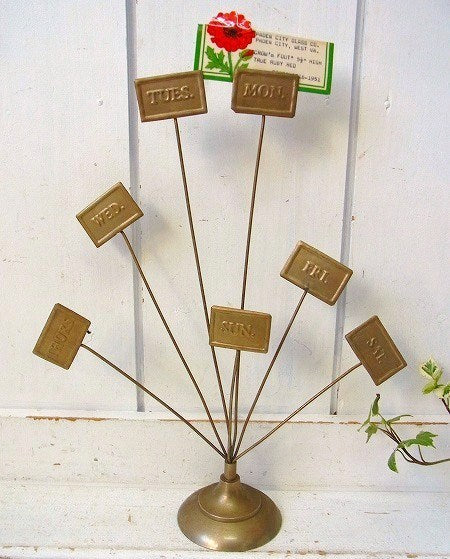 曜日プレート付き・ヴィンテージ・ワイヤー・カードホルダー/フォトスタンド USA