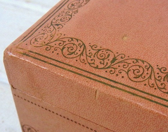 【Mele】サーモンピンク色・小さなアンティーク・ジュエリーボックス/ジュエリーケース/宝石箱