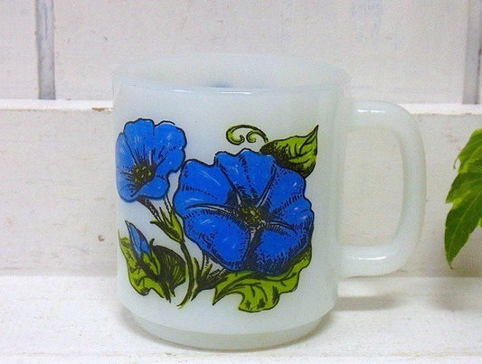 【グラスベイク】Glasbake・モーニンググローリー・朝顔・ヴィンテージ・マグカップ USA
