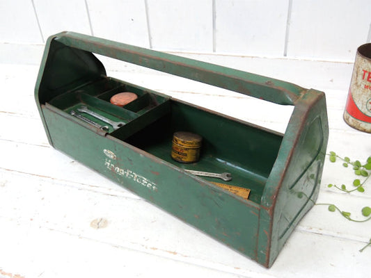 【Amsco】USA・2段式・グリーンカラー・スチール製・ヴィンテージ・ツールケース/工具箱