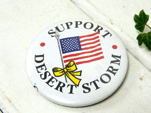 【DESERT STORM】ミリタリー・アメリカンフラッグ・USA・星条旗・ヴィンテージ・缶バッジ