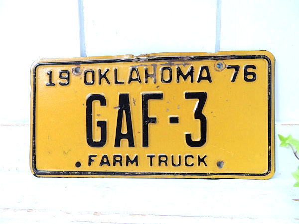 【FARM TRUCK】1976s・オクラホマ州・農場・農園・ビンテージ・ナンバープレート