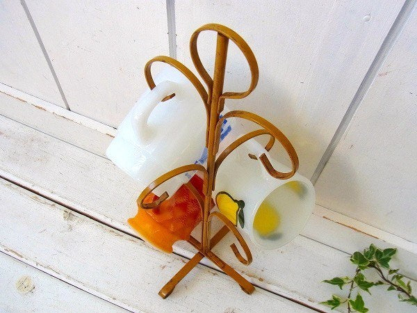 6客用 キッチン雑貨 ヴィンテージ・アイアン製・マグツリー マグカップホルダー