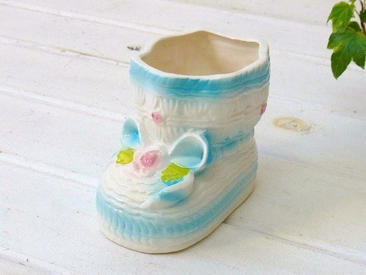 【RUBENS】ベビーシューズ形・陶器製・アンティーク・ベビープランター/靴/里帰り品