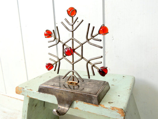 【雪の結晶】メタル製・ヴィンテージ・クリスマス靴下フック/オーナメント/フック/インテリア USA