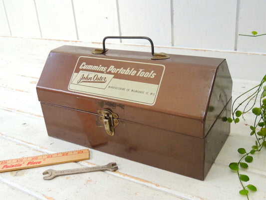 【John Oster】ブラウンカラー・メタル製・ヴィンテージ・工具箱・ツールボックス・ツールケース
