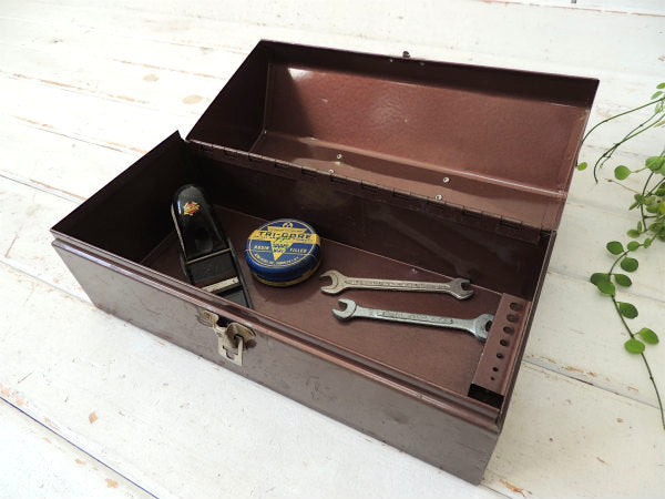 【John Oster】ブラウンカラー・メタル製・ヴィンテージ・工具箱・ツールボックス・ツールケース