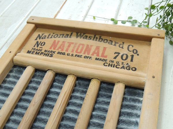 US ナショナル Washboard 木製×ブリキ・ヴィンテージ・ウォッシュボード・洗濯板