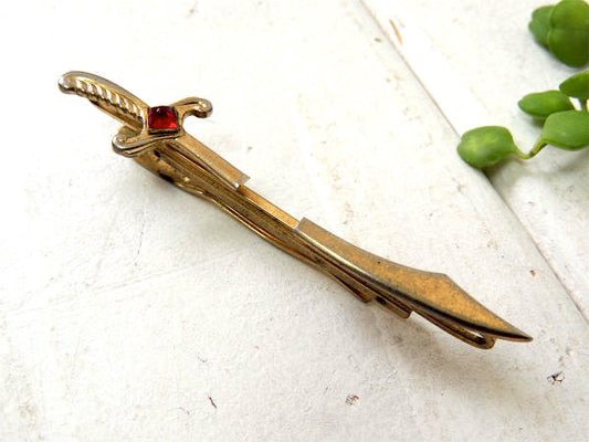 剣・HICKOK・ナイフ USA ワインレッド ビンテージ・タイピン・タイバー ミッドセンチュリー