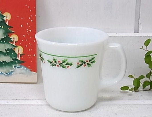 【CORNING・コーニング社】クリスマス・ヒイラギ柄・マグカップ