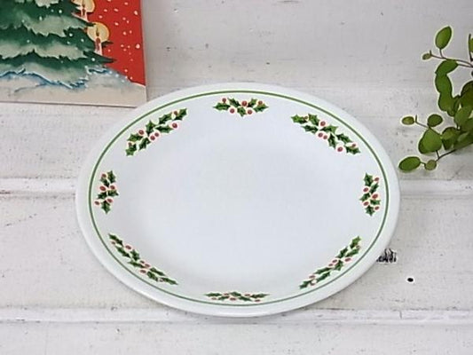【CORNING】コレール・クリスマス・ヒイラギ柄・サラダプレート・皿・キッチン雑貨